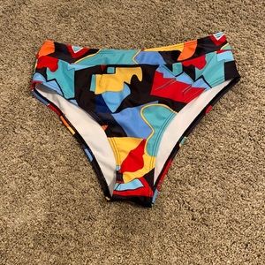 Abstract high waisted swimsuit bottoms